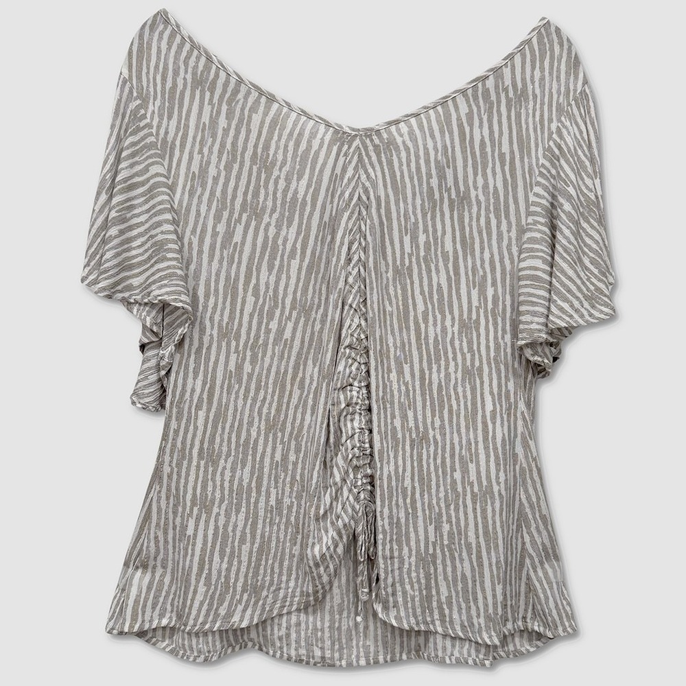 Daytrip Blouse / Shirt / Top - Womens Medium Taupe / White / Gold - #49535-K2 - Picture 2 of 3